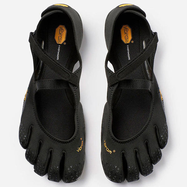 Vibram FiveFingers V-Soul Women's Black, five-toe ballet flat with crossover strap